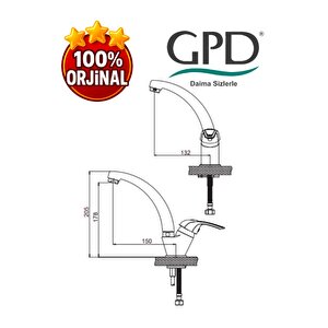 Adrio Mtt120 Tek Su Girişli Tek Gövde Lavabo Bataryası
