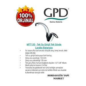 Adrio Mtt120 Tek Su Girişli Tek Gövde Lavabo Bataryası