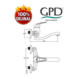 Adrio Mal120 Aplike Lavabo Bataryası