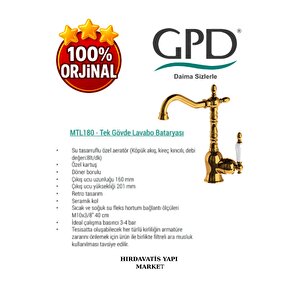 Retro Mtl180 Retro Tek Gövde Lavabo Bataryası (sarı Gold Pvd)