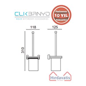 Paslanmaz Pirinç Swwor Montajlı Klozet Fırçası