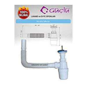 Taslı Körüklü Sifon Ø32 65 Mm 304 Kalite Paslanmaz Süzgeçli Lavabo Evye Sifonu