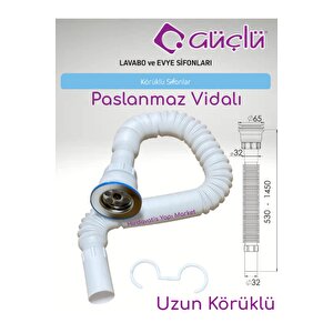 Körüklü Lavabo Evye Si̇fonu Lüx Q32 Çi̇ftli̇ Körük Paslanmaz Vi̇dali