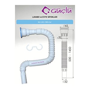 Körüklü Lavabo Evye Si̇fonu Lüx Q32 Çi̇ftli̇ Körük Paslanmaz Vi̇dali