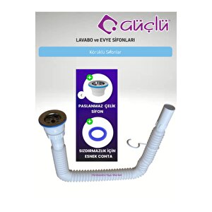 Körüklü Lavabo Evye Si̇fonu Lüx Q32 Çi̇ftli̇ Körük Paslanmaz Vi̇dali