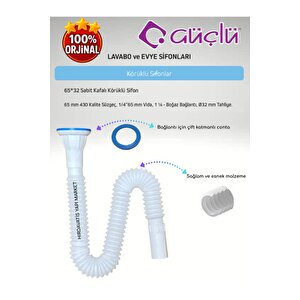 Sabit Kafalı Körüklü Lavabo Ve Evye Sifonu Meram Q32