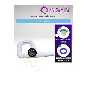 Körüklü Lavabo Evye Si̇fonu Lüx Q32 Paslanmaz Vi̇dali