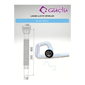 Körüklü Lavabo Evye Si̇fonu Lüx Q32 Paslanmaz Vi̇dali
