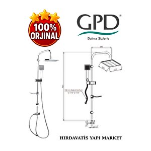 Dst19-3 Yönlendiricili Duş Seti (tek Fonksiyonlu El Duşu + 200x200)