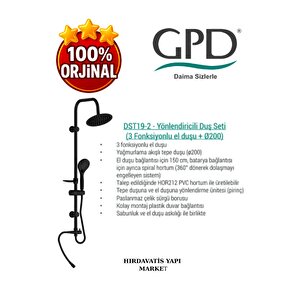 Dst19-2-s Yönlendiricili Duş Seti (3 Fonksiyonlu El Duşu + Ø200)