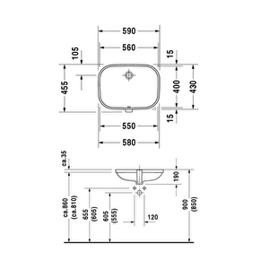 0338560000 D-code Tezgah Altı Lavabo 56 Cm