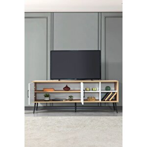 3611 Şile Metal Ayaklı Metal Kulplu 160 Cm Tv Ünitesi - Beyaz Safir