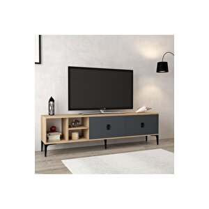 3805 Era Tv Ünitesi 180 Cm 2 Kapaklı Raflı Sepet - Antrasit Tv Sehpası