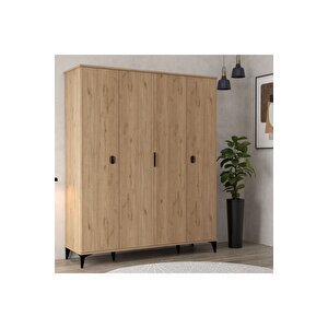 6401 Neva 4 Kapılı 200 Cm Gizli Çekmeceli Gardırop , Elbise Dolabı , Genç Odası Sepet Sepet