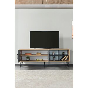 3609 Şile Metal Ayaklı Metal Kulplu 160 Cm Tv Ünitesi Antrasit - Safir