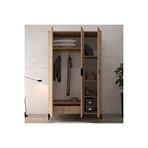 6301 Neva 3 Kapılı 200 Cm Gizli Çekmeceli Gardırop , Elbise Dolabı , Genç Odası Sepet Sepet