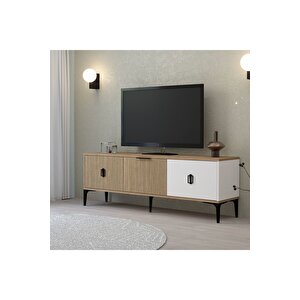 Neva Tv Ünitesi 150 Cm 3 Kapaklı Beyaz - Yunus - Sepet Tv Sehpası Beyaz-Yunus-Sepet