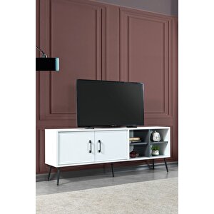 3612 Şile Metal Ayaklı Metal Kulplu 160 Cm Tv Ünitesi - Beyaz Beyaz