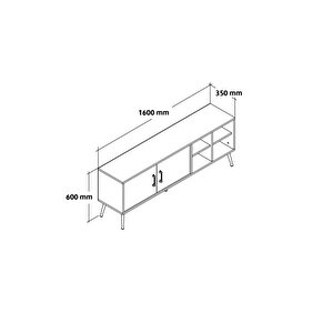 3612 Şile Metal Ayaklı Metal Kulplu 160 Cm Tv Ünitesi - Beyaz