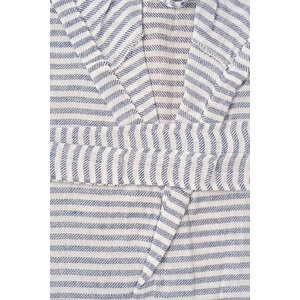 Kapşonlu Unisex Peştemal Plaj Bornozu %100 Pamuklu Seaside Stripe S-mavi
