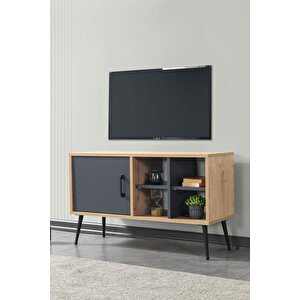 3109 Şile Metal Ayaklı Metal Kulplu 100 Cm Tv Ünitesi - Antrasit Safir Antrasit Beyaz