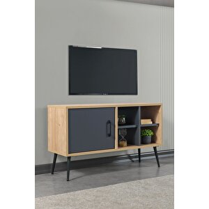 3109 Şile Metal Ayaklı Metal Kulplu 100 Cm Tv Ünitesi - Antrasit Safir Antrasit Beyaz