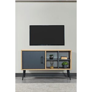 3109 Şile Metal Ayaklı Metal Kulplu 100 Cm Tv Ünitesi - Antrasit Safir Antrasit Beyaz