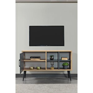 3109 Şile Metal Ayaklı Metal Kulplu 100 Cm Tv Ünitesi - Antrasit Safir