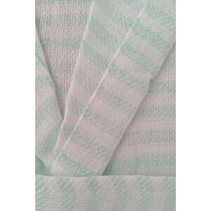 Kapşonlu Unisex Peştemal Plaj Bornozu %100 Pamuklu Seaside Stripe S-yeşil