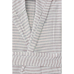 Kapşonlu Unisex Peştemal Plaj Bornozu %100 Pamuklu Seaside Stripe L-kahverengi L
