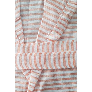 Kapşonlu Unisex Peştemal Plaj Bornozu %100 Pamuklu Seaside Stripe Xl-turuncu L/XL