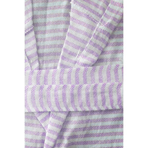 Kapşonlu Unisex Peştemal Plaj Bornozu %100 Pamuklu Seaside Stripe S-lila S