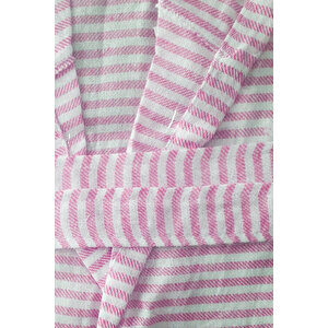 Kapşonlu Unisex Peştemal Plaj Bornozu %100 Pamuklu Seaside Stripe Xl-pembe L/XL