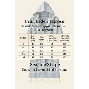 Kapşonlu Unisex Peştemal Plaj Bornozu %100 Pamuklu Seaside Stripe Xxl-pembe XXL