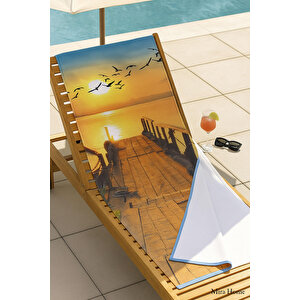 Yetişkin Unisex 70x140 Cm Yaz Desenli Plaj ,deniz , Banyo Havlusu Ocean Kahve Kahve