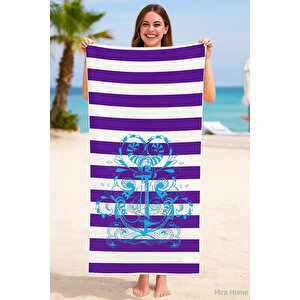 Yetişkin Unisex 70x140 Cm Yaz Desenli Plaj ,deniz , Banyo Havlusu Ocean Mor Mor