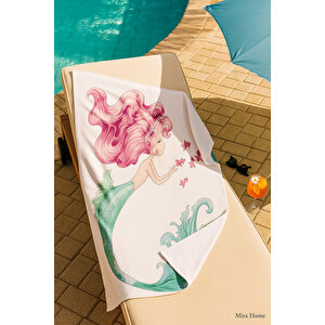 Yetişkin Unisex 70x140 Cm Yaz Desenli Plaj ,deniz , Banyo Havlusu Ocean Beyaz Beyaz