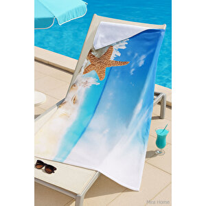 Yetişkin Unisex 70x140 Cm Yaz Desenli Plaj ,deniz , Banyo Havlusu Ocean Mavi Mavi