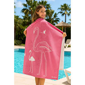 Yetişkin Unisex 70x140 Cm Yaz Desenli Plaj ,deniz , Banyo Havlusu Ocean Pembe Pembe