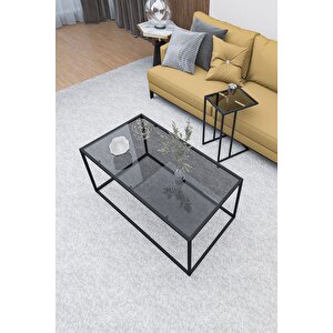 Li̇zbon Orta Sehpa Füme Cam & Alaska C Sehpa Füme Cam