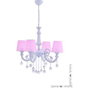 Turna 4 Lü Pembe Şapkalı Lüx Avize (beyaz)