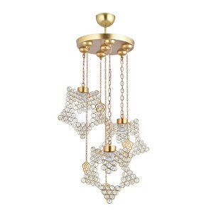 Püren 3 Lü Taşli Sarkit Avize (gold)
