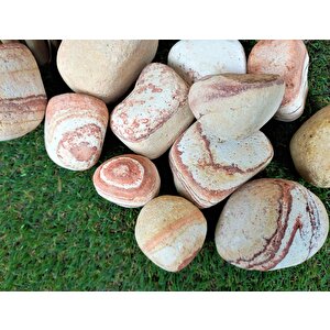 Sarı Renk Dolomit Taş 5 Kg 6-10 Cm Sarı Çizgili Bahçe Taşı Dekoratif Taş Peyzaj Taşı Saksı Dibi Taşı