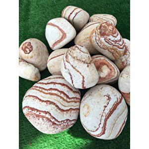 Sarı Renk Dolomit Taş 5 Kg 6-10 Cm Sarı Çizgili Bahçe Taşı Dekoratif Taş Peyzaj Taşı Saksı Dibi Taşı