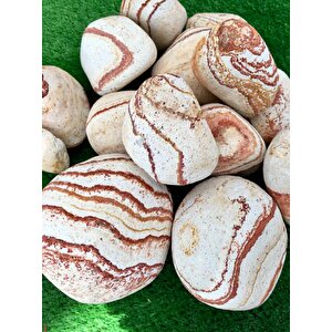Sarı Renk Dolomit Taş 10 Kg 6-10 Cm Sarı Çizgili Bahçe Taşı Dekoratif Taş Peyzaj Taşı Saksı Dibi Taş