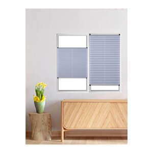 Açık Gri Plise Perde Katlanır Pvc Pencere Ve Cam Balkon Perdesi - Ofis Perdesi - Mutfak Perdesi 75x130 cm