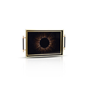 Spark 6 Kişilik Cam, Çerçeveli Sunum Tepsisi Çay Tepsisi