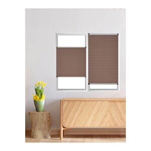 Kahverengi Plise Perde Katlanır Cam Balkon Perdesi - Ofis Perdesi - Mutfak Perdesi 50x165 cm