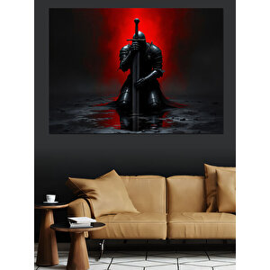 Kırmızı Arka Planlı Suikastçı Dekoratif Kanvas - Mdf Ahşap Tablo