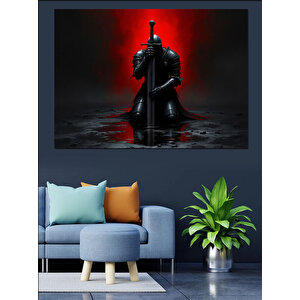 Kırmızı Arka Planlı Suikastçı Dekoratif Kanvas - Mdf Ahşap Tablo